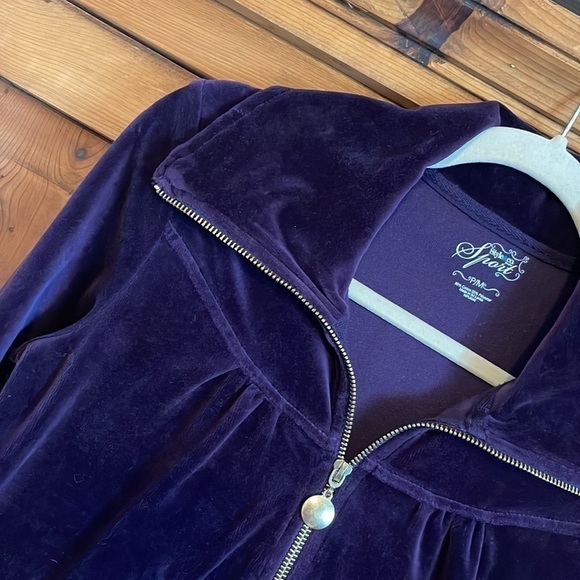 Style & Co. Royal Purple Full Zip Velour Sweat Jacket Sz. MP - Picture 3 of 15